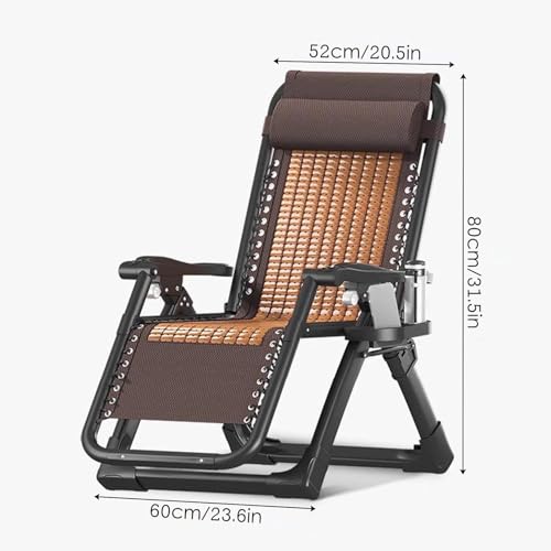 FLEPYHB Tumbona de Gravedad Cero Plegable para Exterior, con Reposacabezas y Portavasos, Ideal para Piscina, Playa o Camping