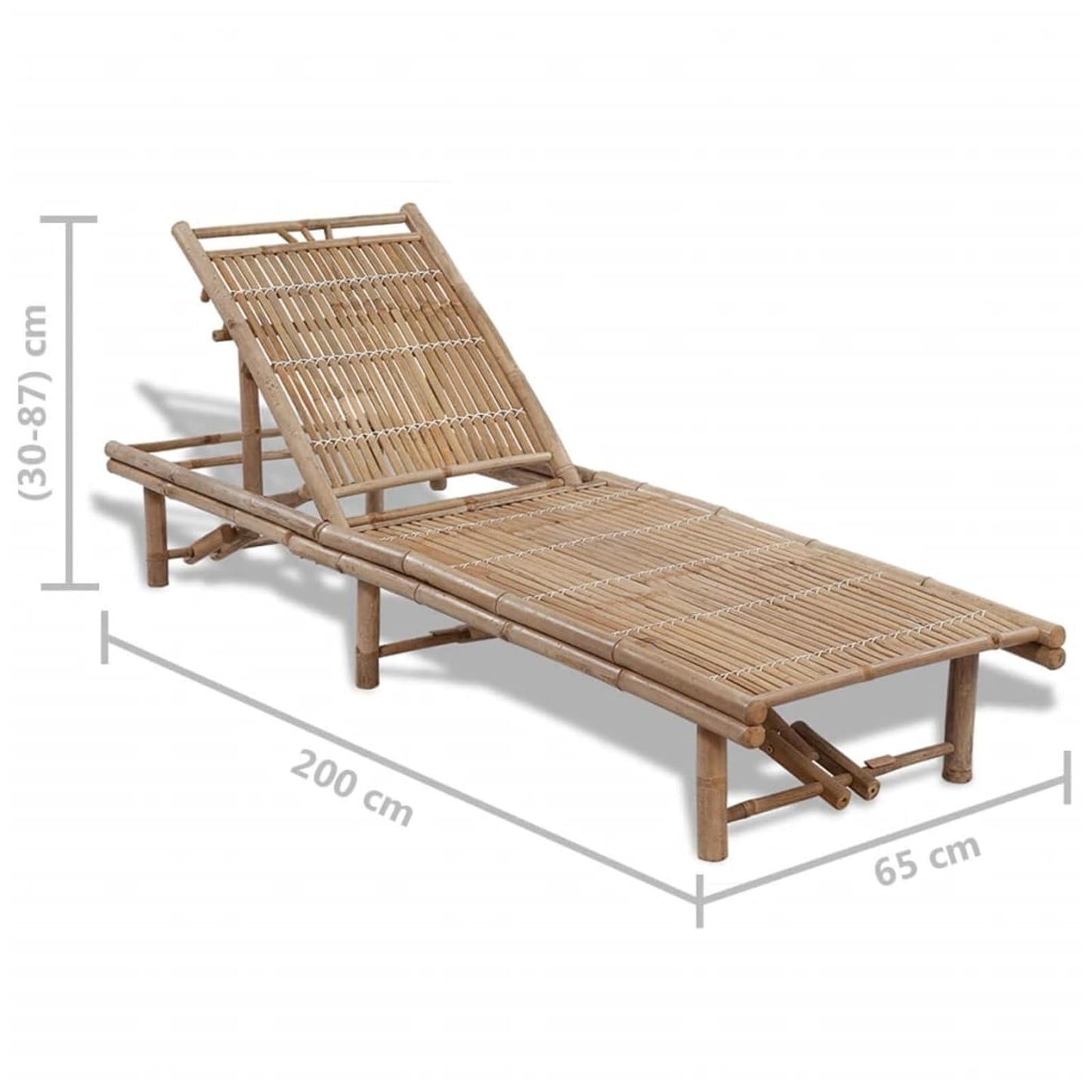 Tumbona de Bambú Reclinable para Jardín, Patio o Exterior – Silla Larga de Relax Estilo Natural
