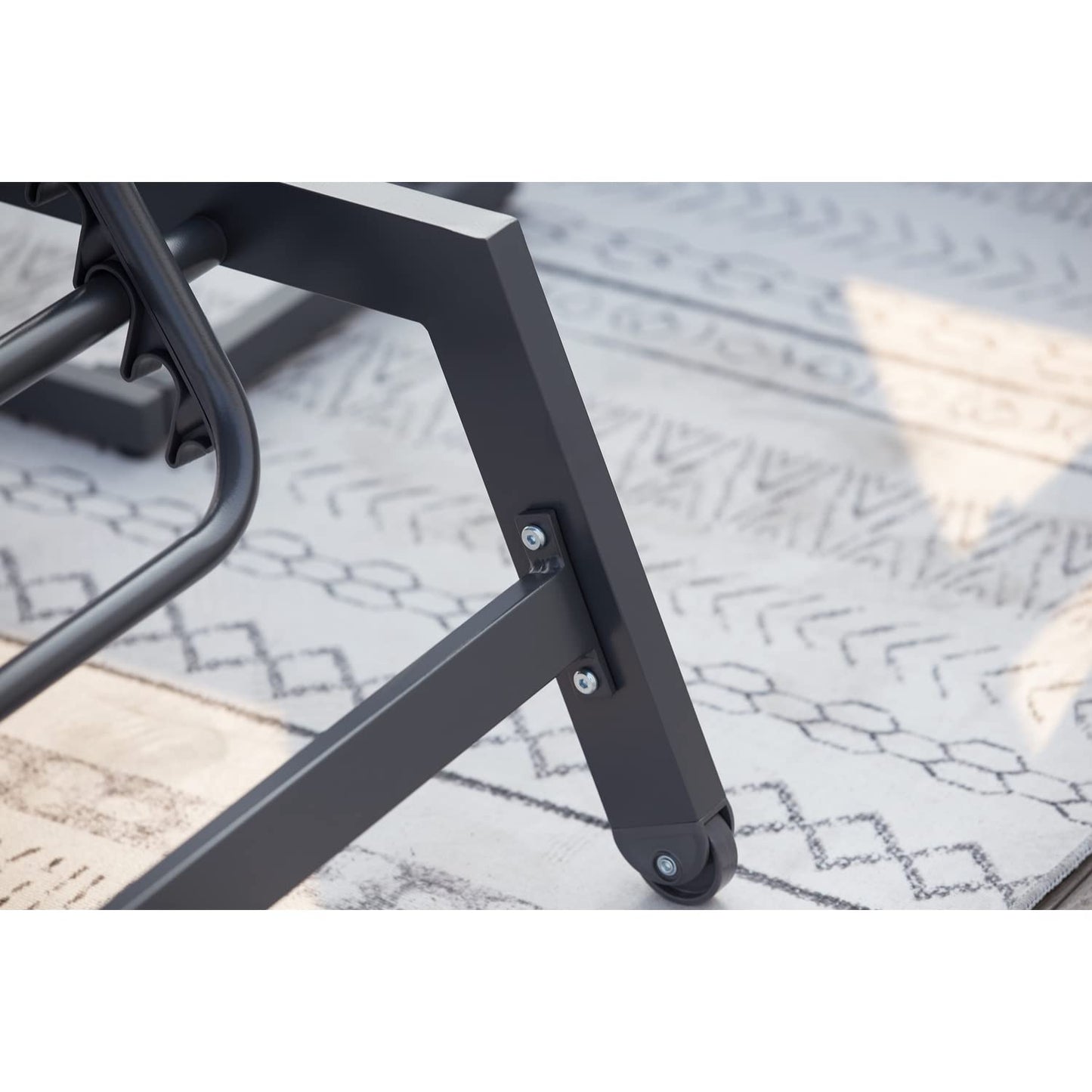 Set de 2 Tumbonas Reclinables con Mesa Auxiliar, Respaldo Ajustable, Estructura de Aluminio y Textilene, con Ruedas – Color Gris y Negro, Ideal para Jardín, Terraza, Playa o Piscina
