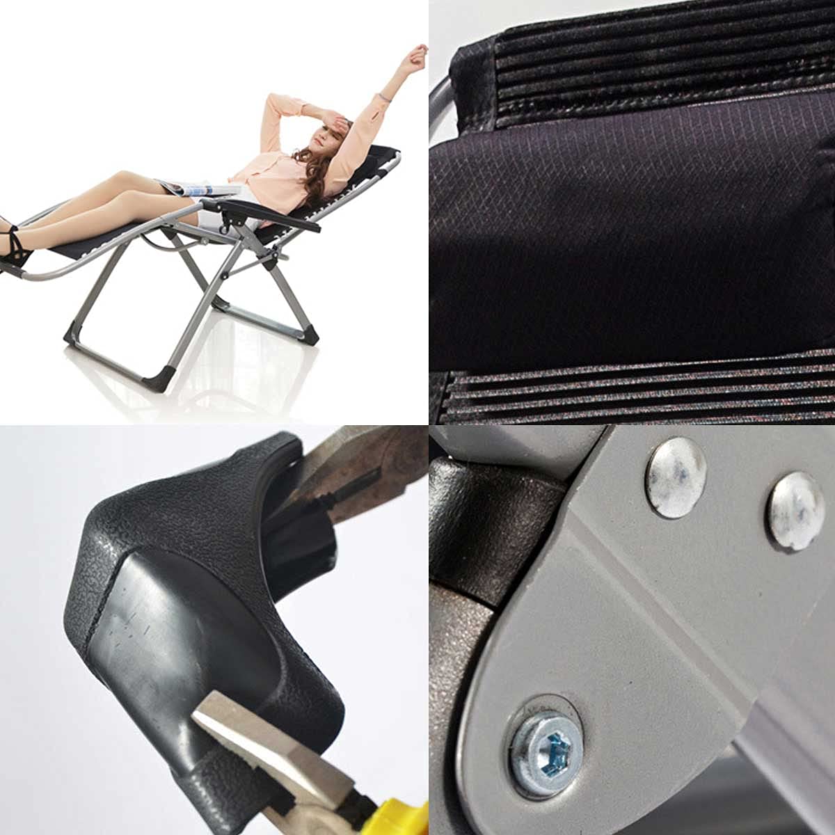 BTZHY Sillón Reclinable Plegable con Almohada, Silla de Playa Ajustable para Exterior, Piscina o Terraza