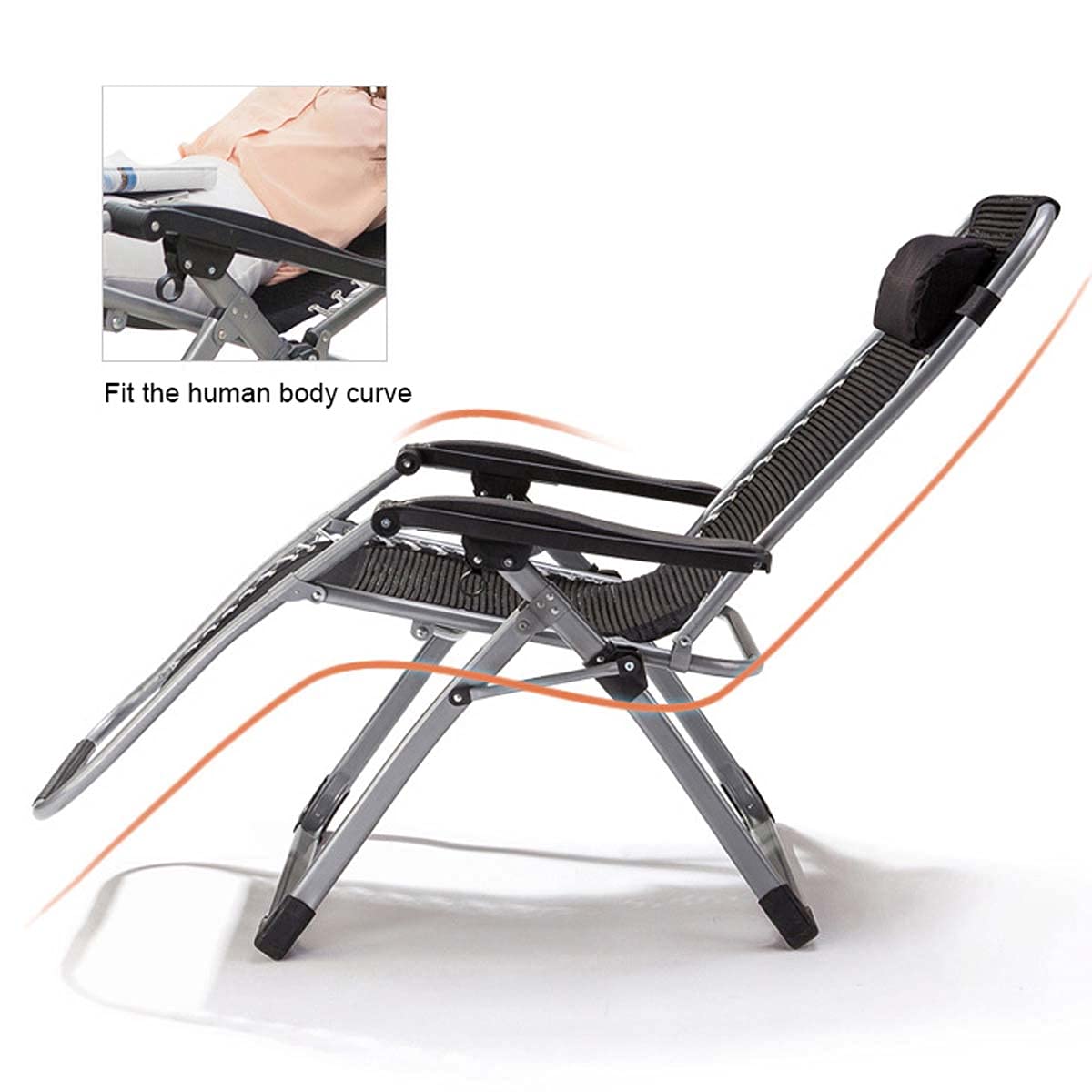 BTZHY Sillón Reclinable Plegable con Almohada, Silla de Playa Ajustable para Exterior, Piscina o Terraza