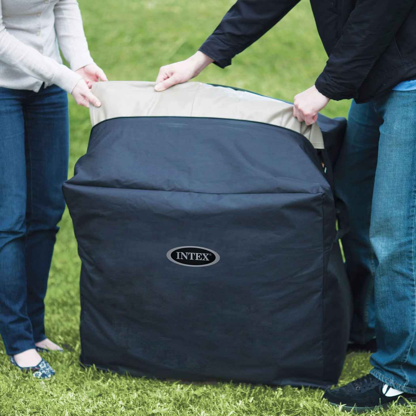 Intex 55090 - SPA Hinchable Exterior e Interior para 4 Personas, Medidas 175x175cm, Capacidad 795 litros, Temperatura del Agua 10º- 40º, SPA Inflable, bañera