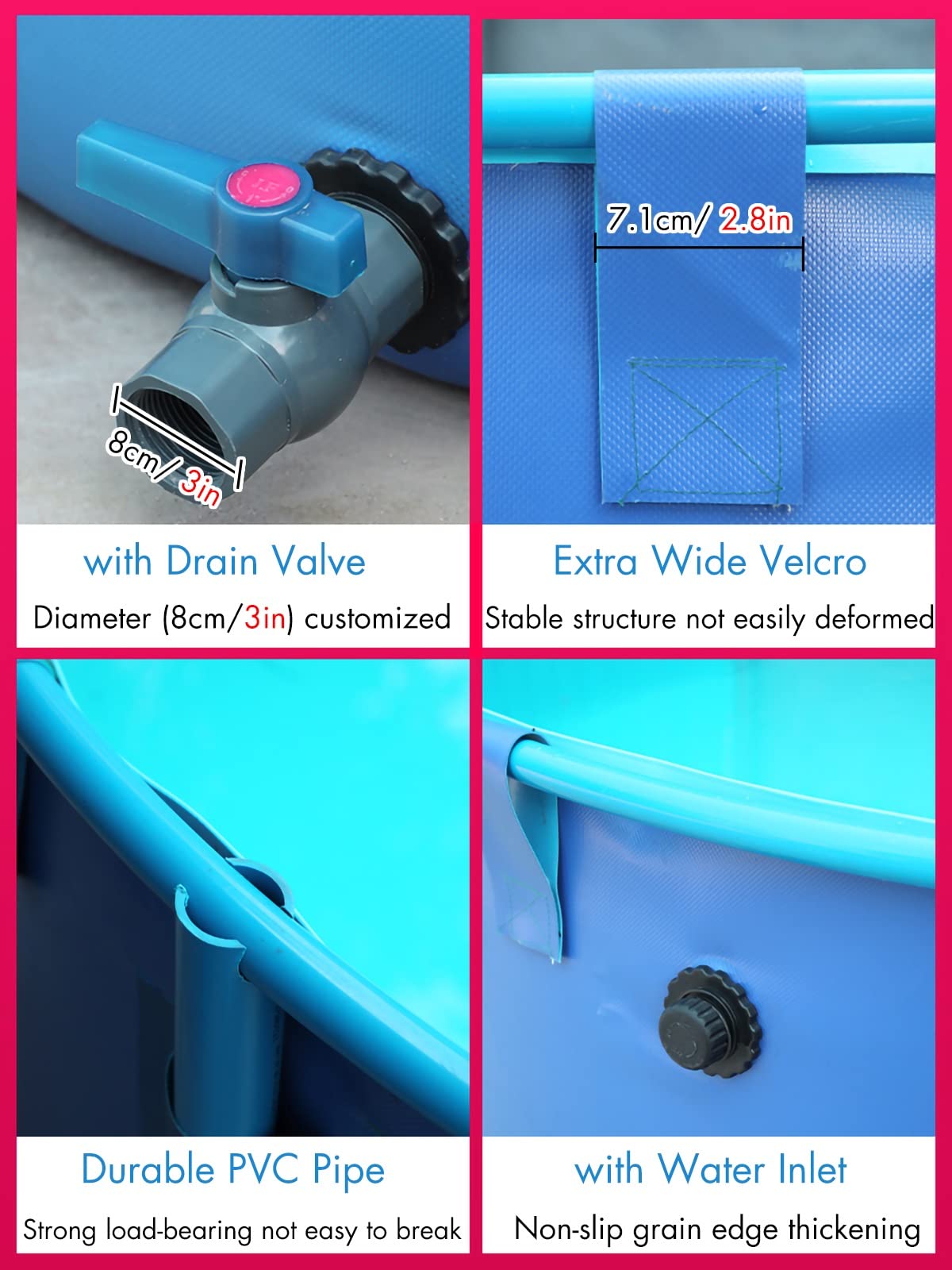 Piscina Desmontable Azul con Marco Metálico, Ideal para Jardín o Patio, con Válvula de Drenaje – Varias Medidas Disponibles