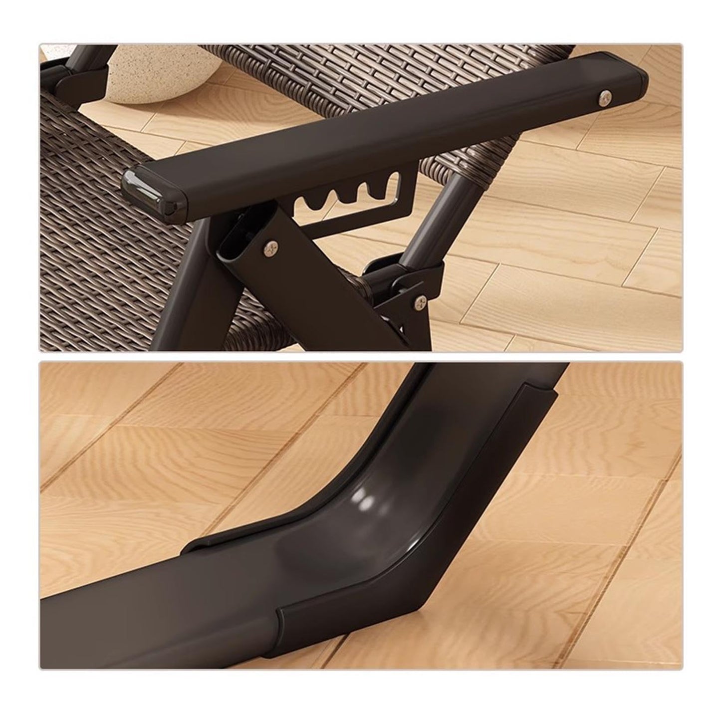 FLEPYHB Sillón Reclinable Plegable de Ratán para Exterior, con Reposacabezas, Ideal para Jardín, Patio, Piscina o Playa