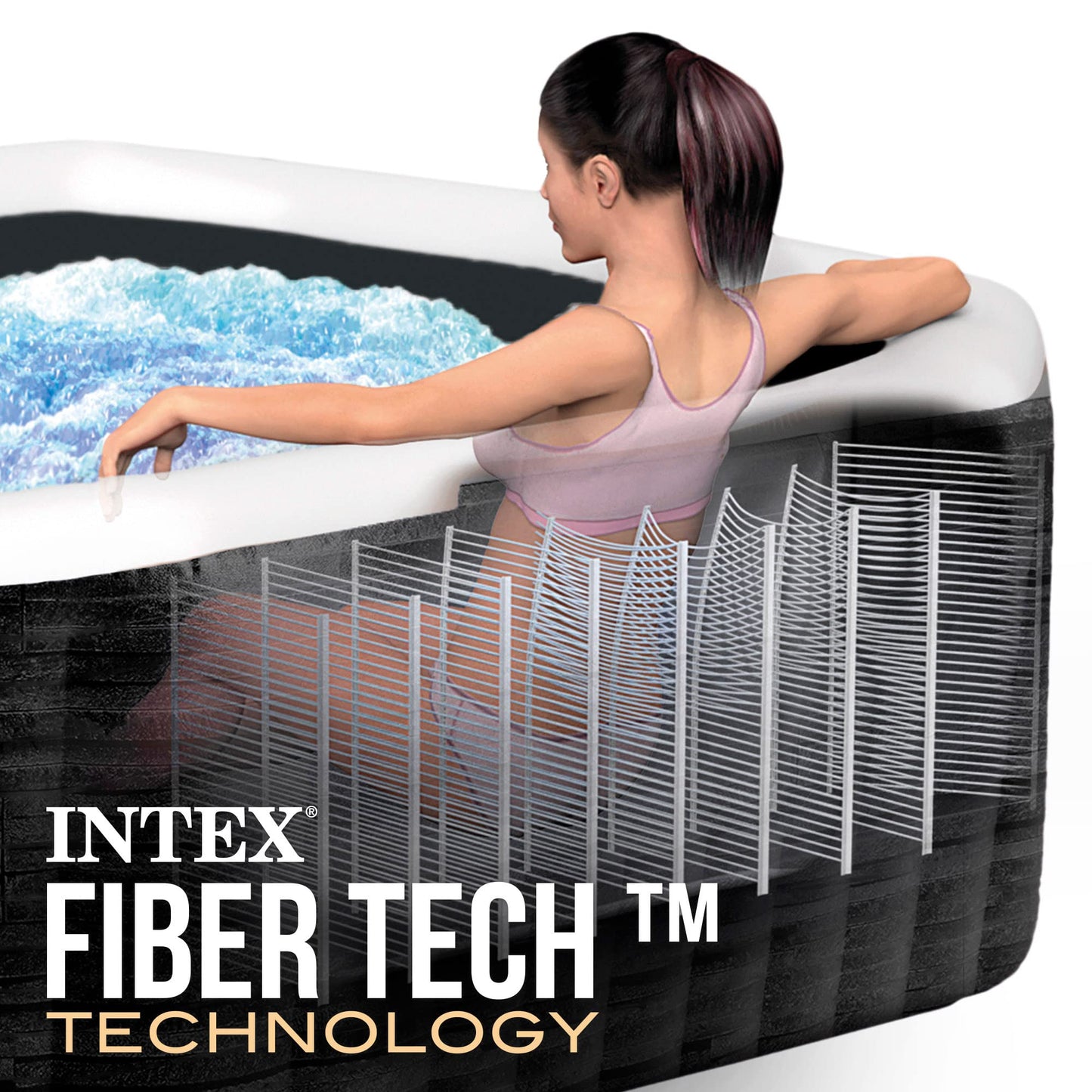 Intex 55090 - SPA Hinchable Exterior e Interior para 4 Personas, Medidas 175x175cm, Capacidad 795 litros, Temperatura del Agua 10º- 40º, SPA Inflable, bañera