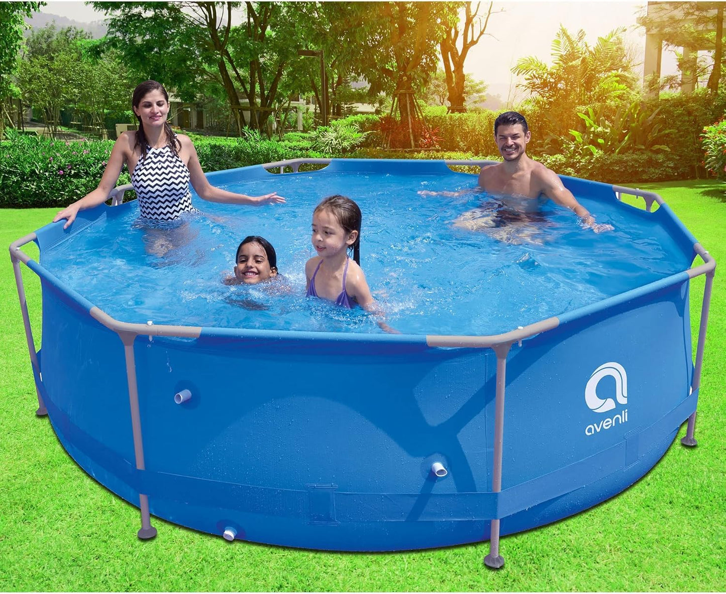 Piscina Desmontable Redonda de 4383 L con Estructura de Acero – 3 x 0,76 m, Montaje Rápido, Material Duraplus Antipinchazos, Resistente al Sol, con Válvula de Drenaje