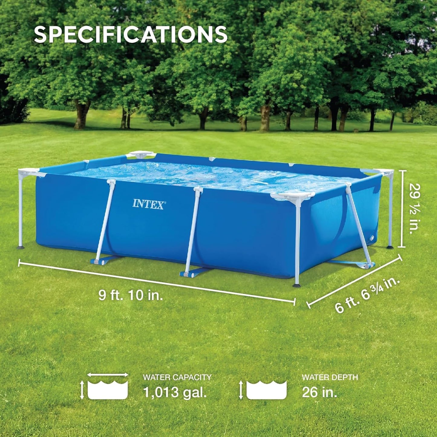 Piscina Desmontable Rectangular Intex 300x200x75 cm, 3800 Litros, Color Azul, con Kit de Montaje
