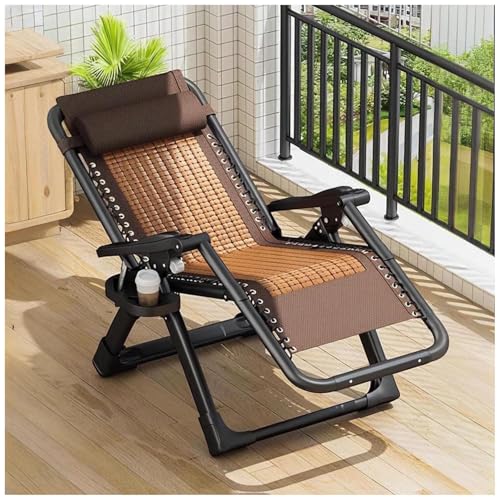 FLEPYHB Tumbona de Gravedad Cero Plegable para Exterior, con Reposacabezas y Portavasos, Ideal para Piscina, Playa o Camping