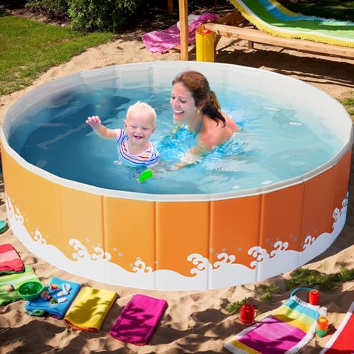 Piscina hinchable plegable - Piscinas no hinchables | Piscina no inflamable | Piscina enterrada no | Bañera portátil que ahorra espacio para adultos, fiestas en el agua en el jardín o al aire libre