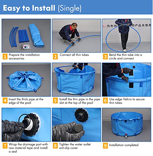 Blue Relax - Piscina con marco de metal sobre el suelo con válvula de drenaje para patio grande/mini hogar al aire libre tamaños de 3 a 33 pies