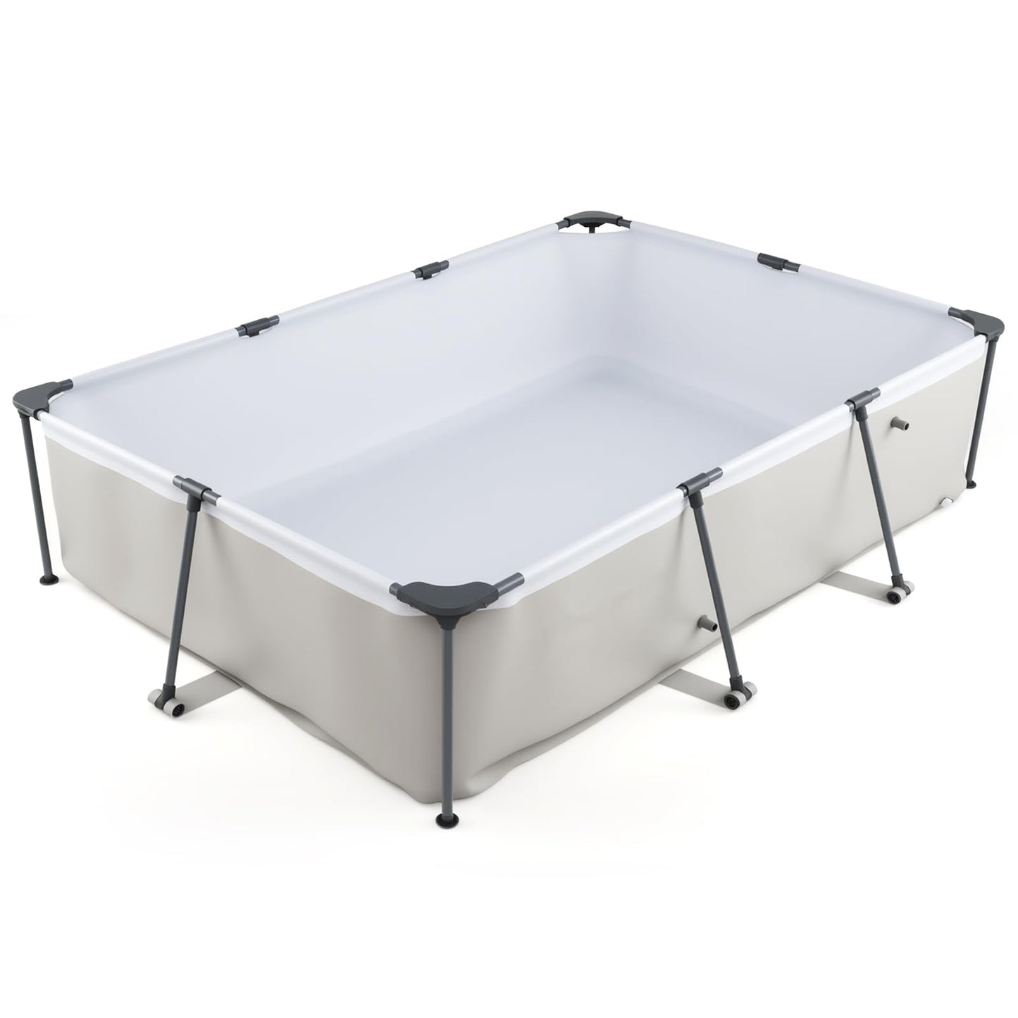 Piscina Desmontable Rectangular 3701 L con Estructura Metálica Revestida, Paredes de PVC de 3 Capas, Filtro y Bomba, Ideal para Jardín y Exterior, Montaje sin Herramientas