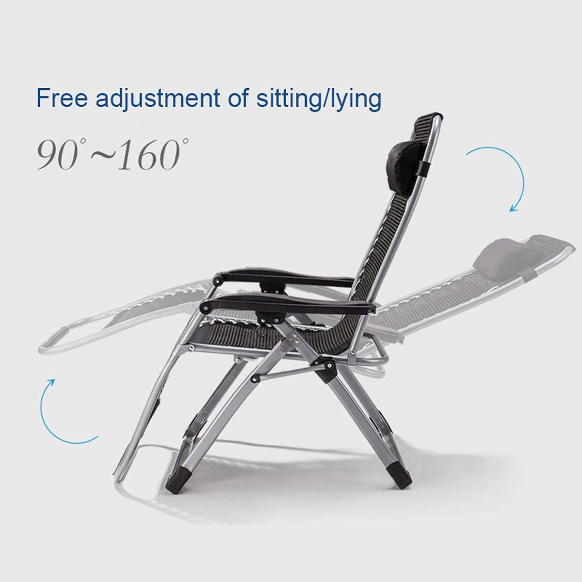 BTZHY Sillón Reclinable Plegable con Almohada, Silla de Playa Ajustable para Exterior, Piscina o Terraza