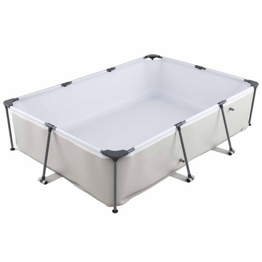 Piscina Desmontable Rectangular 3701 L con Estructura Metálica Revestida, Paredes de PVC de 3 Capas, Filtro y Bomba, Ideal para Jardín y Exterior, Montaje sin Herramientas