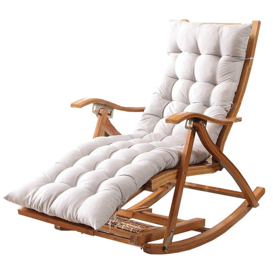 Tumbona Reclinable de Bambú YFF con Mecanismo de Gravedad Cero, Plegable y Acolchada, para Jardín, Patio o Piscina, Soporta hasta 250 kg
