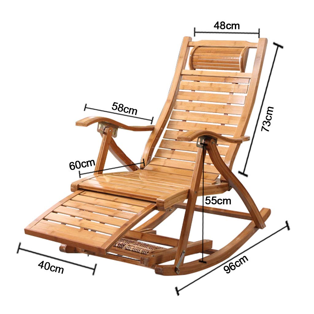 Tumbona Reclinable de Bambú YFF con Mecanismo de Gravedad Cero, Plegable y Acolchada, para Jardín, Patio o Piscina, Soporta hasta 250 kg