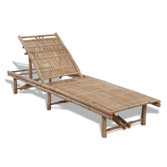 Tumbona de Bambú Reclinable para Jardín, Patio o Exterior – Silla Larga de Relax Estilo Natural