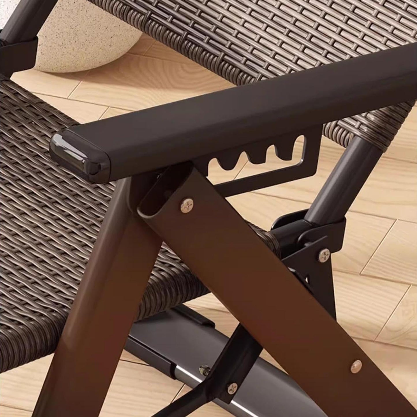 FLEPYHB Sillón Reclinable Plegable de Ratán para Exterior, con Reposacabezas, Ideal para Jardín, Patio, Piscina o Playa