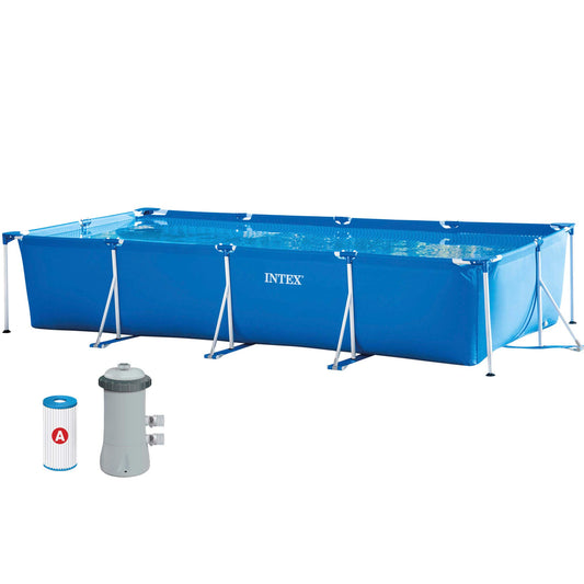 Piscina Desmontable Rectangular con Estructura Metálica, 450 x 220 x 84 cm, Capacidad 7.127 L, con Depuradora de Cartucho 2.006 L/h, Conexiones de 32 mm – Color Azul