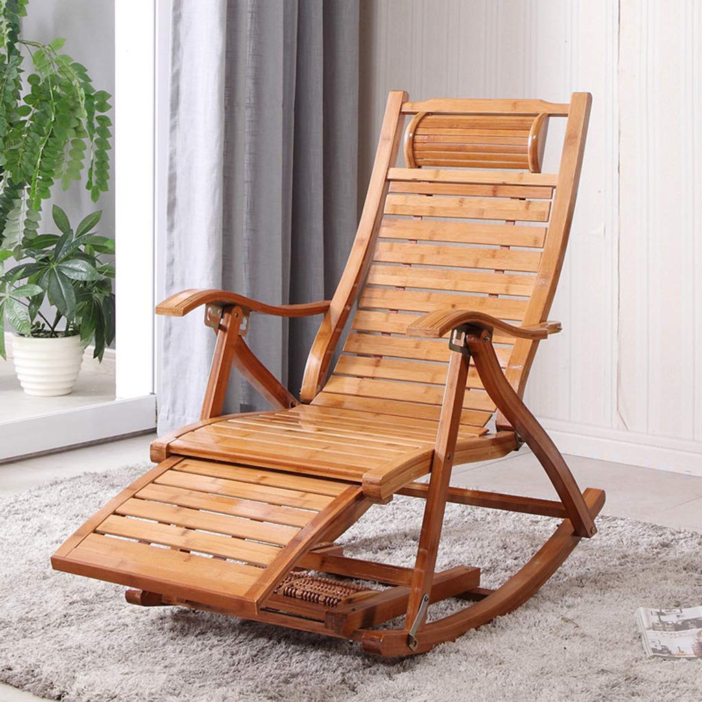 Tumbona Reclinable de Bambú YFF con Mecanismo de Gravedad Cero, Plegable y Acolchada, para Jardín, Patio o Piscina, Soporta hasta 250 kg