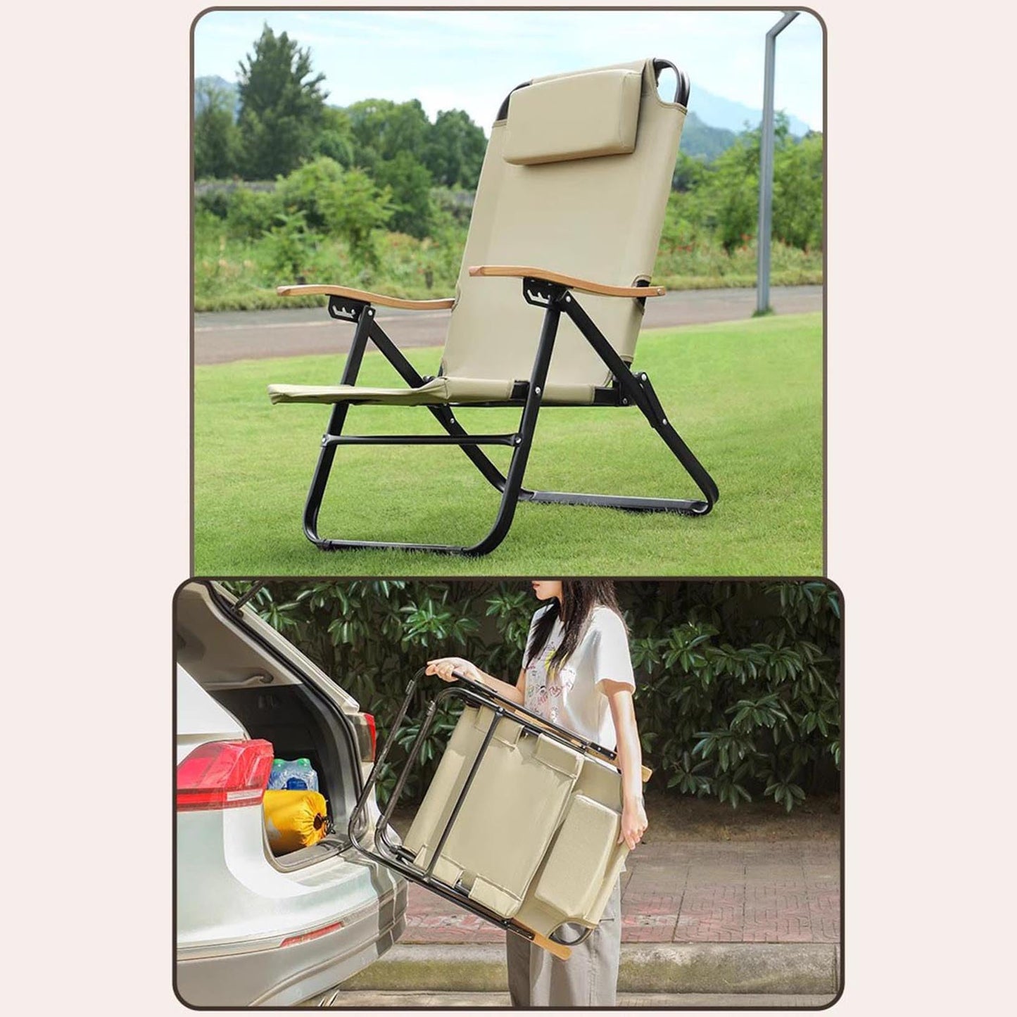 Silla Reclinable de Camping Plegable FLEPYHB para Exterior e Interior, Gravedad Cero, Tela Oxford, Ideal para Patio, Césped y Piscina